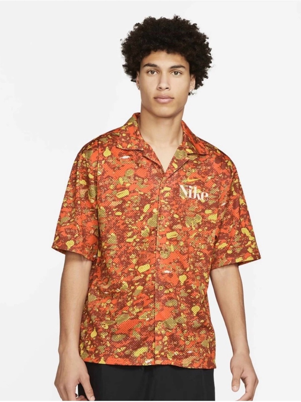 Nike Men’s Orange & Yellow Camo Short-Sleeve Shirt
